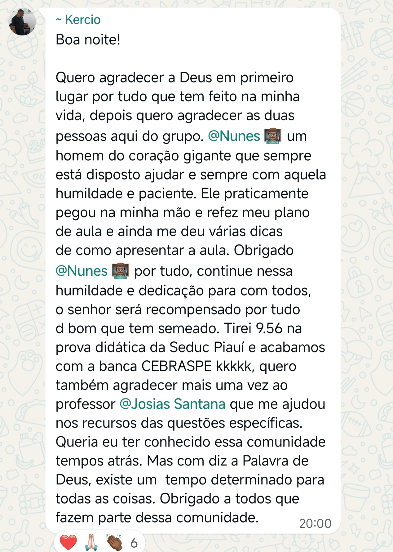 Depoimento de Kercio sobre a Comunidade da Física